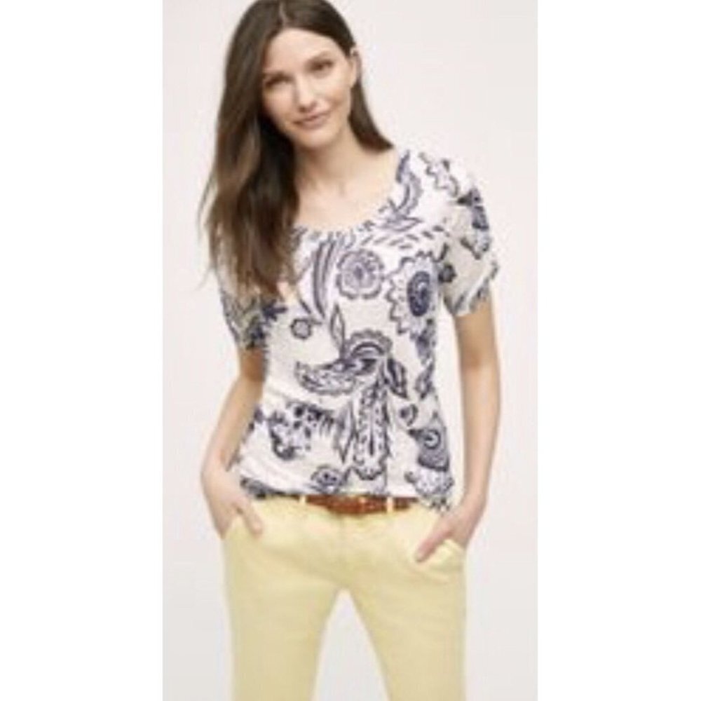 MEADOW RUE Anthropologie Martigny Blue Floral Ruch
